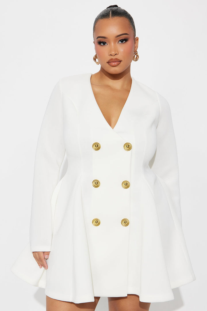 Tall Queen Of Everything Long Sleeve Mini Dress - White