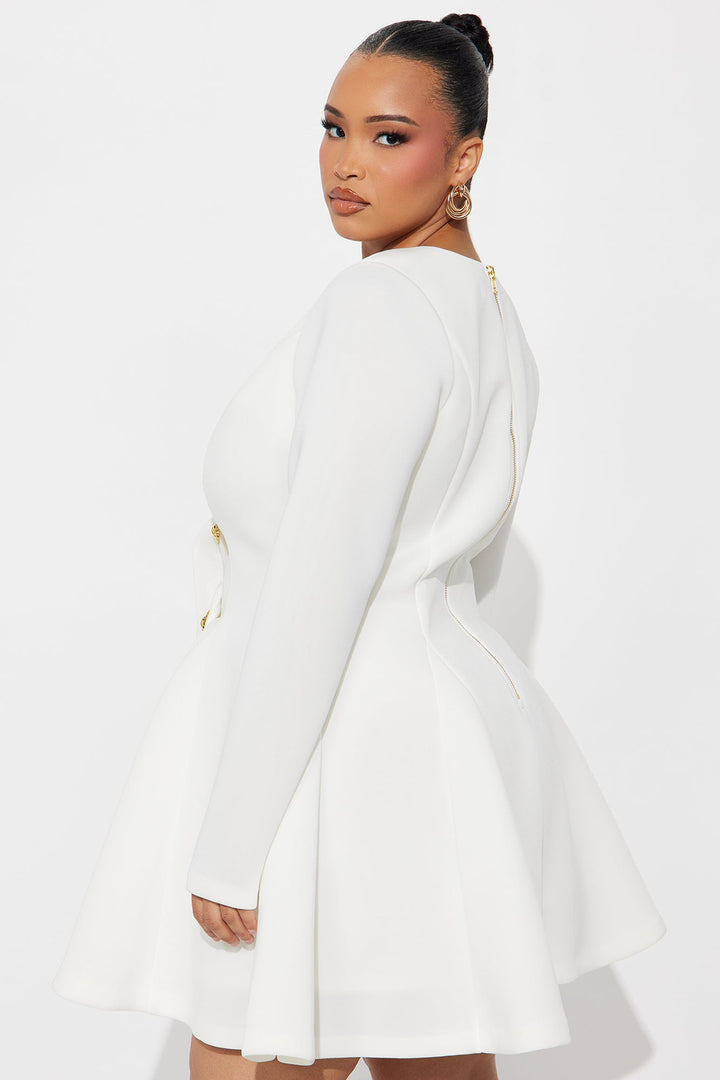 Tall Queen Of Everything Long Sleeve Mini Dress - White