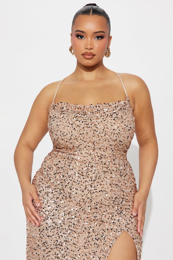 Wild Soul Sequin Maxi Dress - Gold