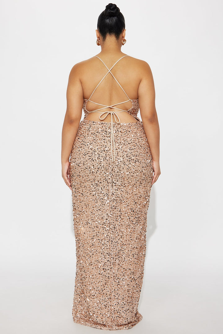 Wild Soul Sequin Maxi Dress - Gold