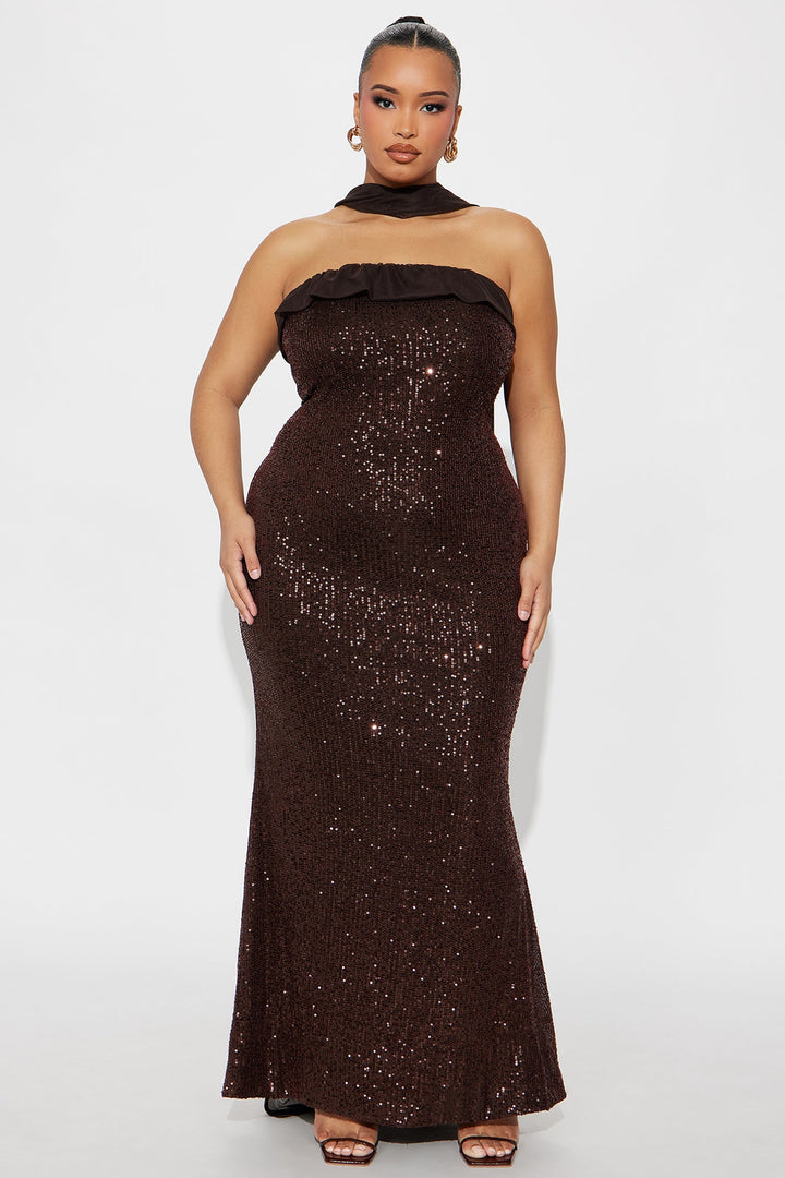 Cinnamon Sugar Sequin Gown - Chocolate