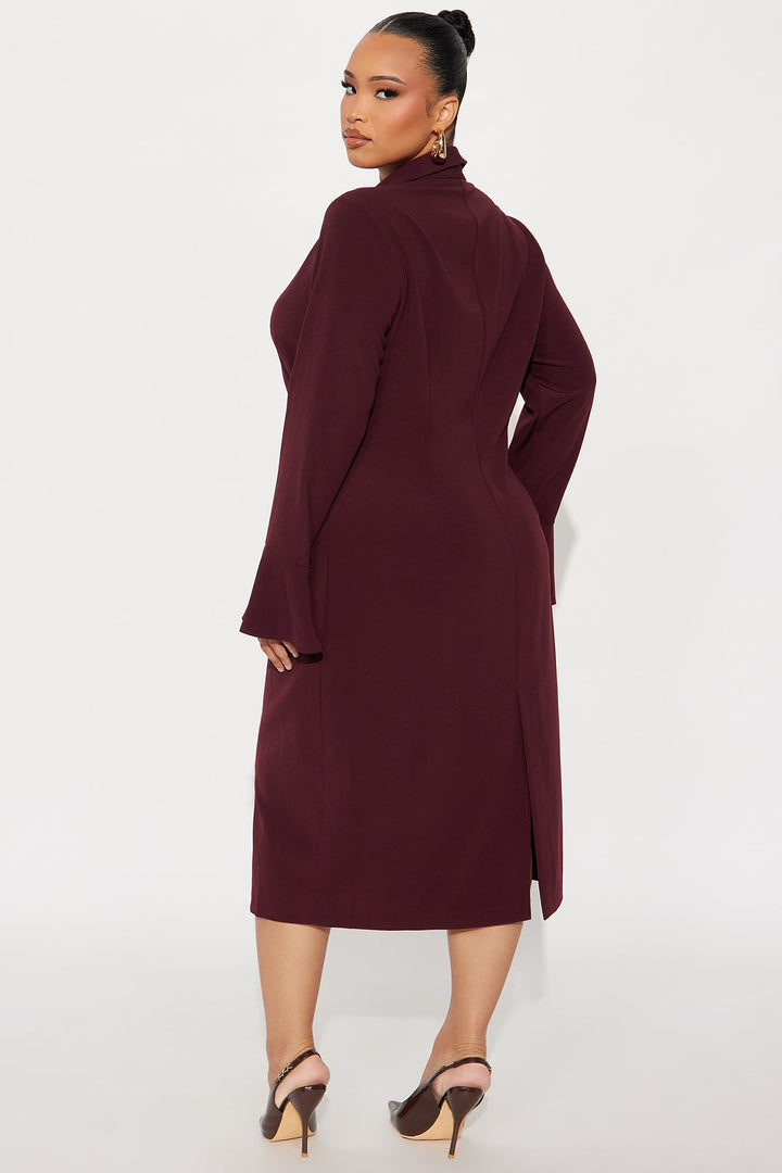 She Means Business Shirt Midi Dress - Plum