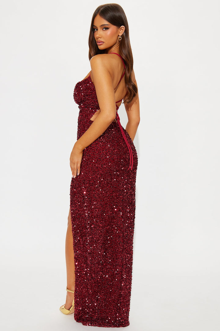 Wild Soul Sequin Maxi Dress - Wine