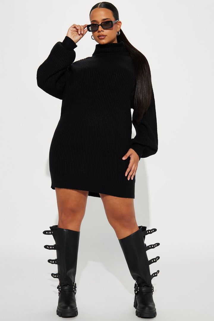 Karina Sweater Mini Dress - Black