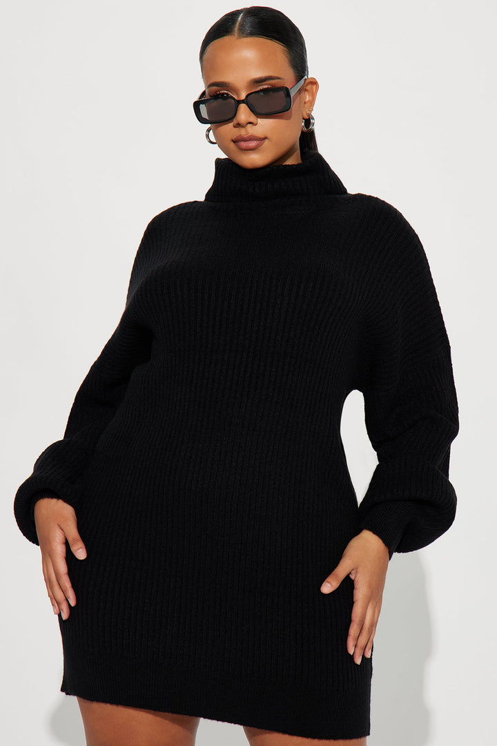 Karina Sweater Mini Dress - Black