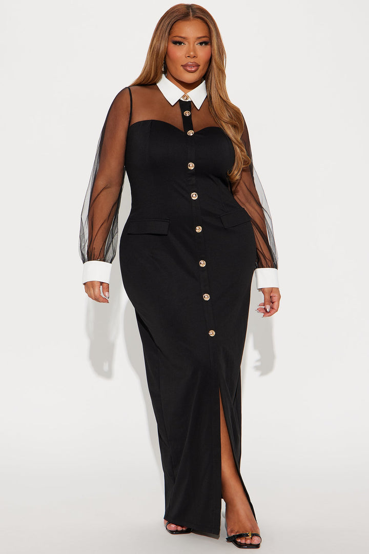 Lisa Button Up Maxi Dress - Black