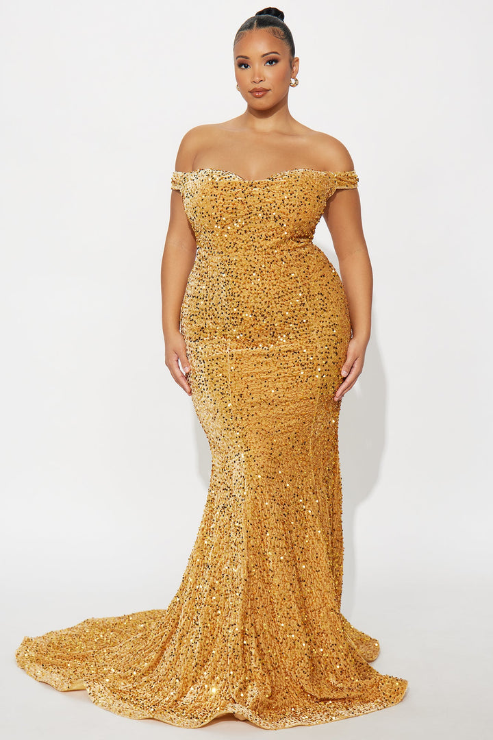 Alora Sequin Maxi Gown - Gold
