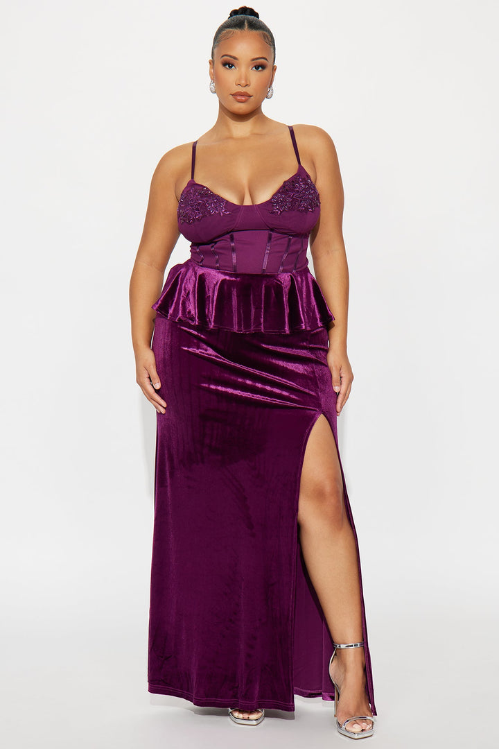 Classic Nights Velvet Gown - Plum