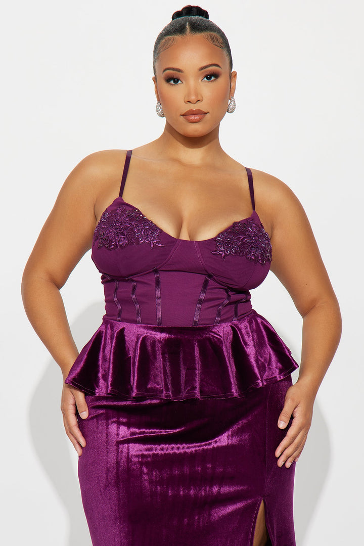 Classic Nights Velvet Gown - Plum