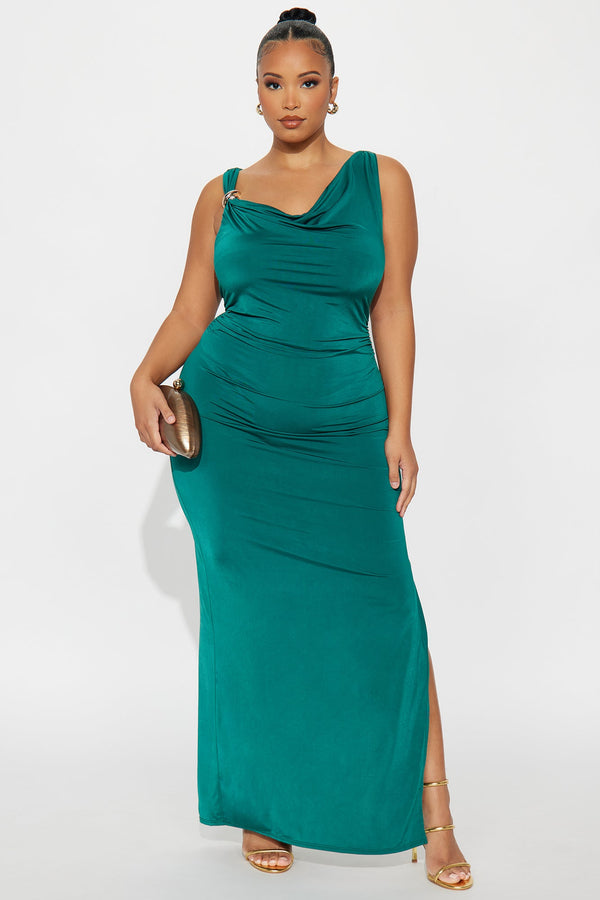 Alaia Ruched Maxi Dress - Hunter