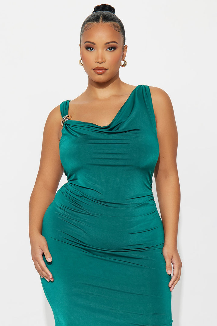 Alaia Ruched Maxi Dress - Hunter