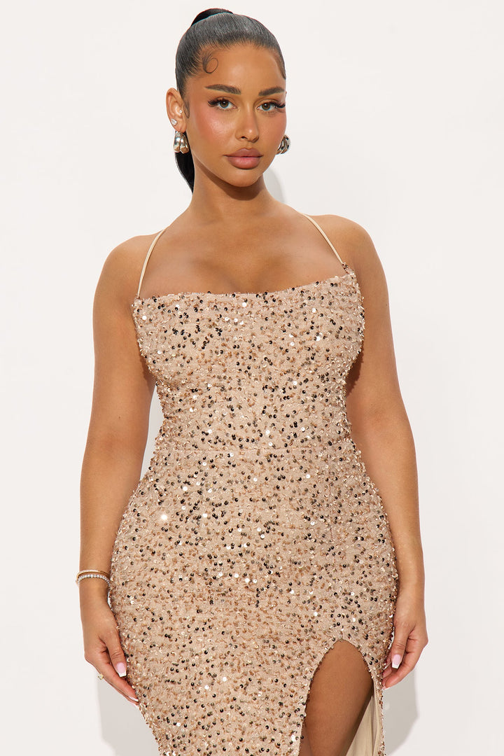 Wild Soul Sequin Maxi Dress - Gold