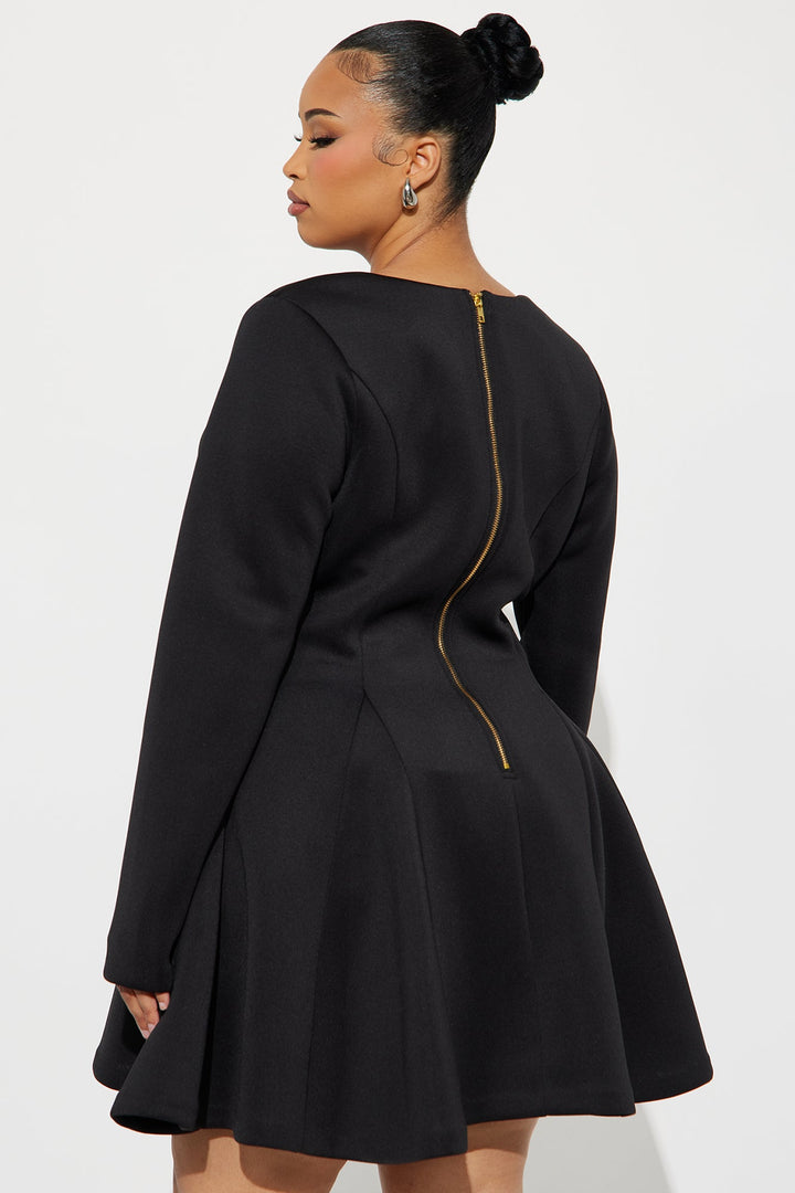 Tall Queen Of Everything Long Sleeve Mini Dress - Black