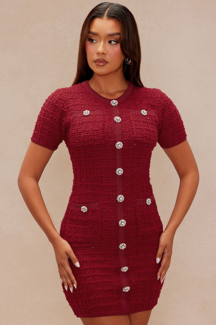 Sadie Sweater Mini Dress - Red