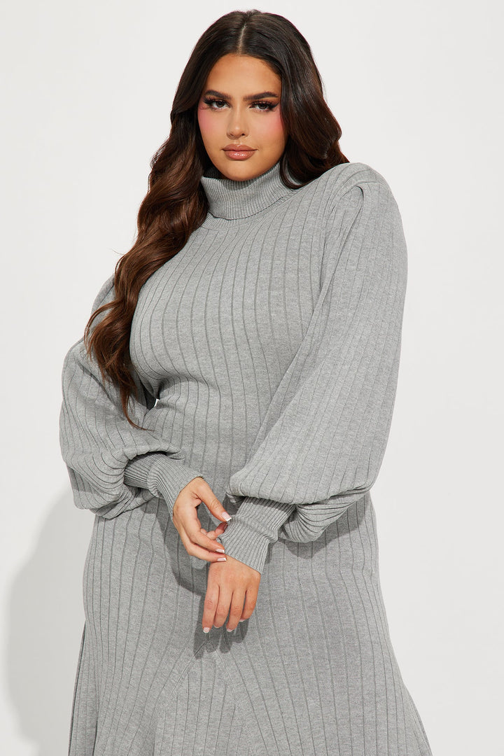 Aquarius Mermaid Sweater Midi Dress - Heather Grey