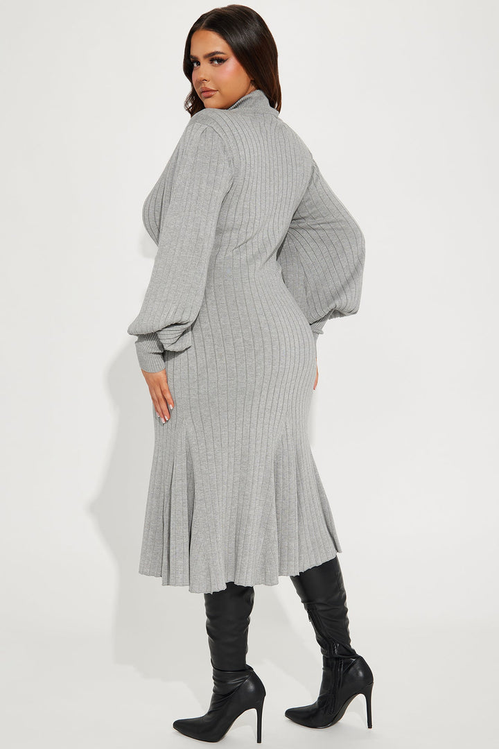 Aquarius Mermaid Sweater Midi Dress - Heather Grey