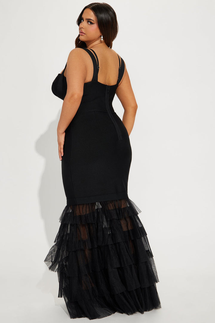 Charline Tulle Bandage Gown - Black