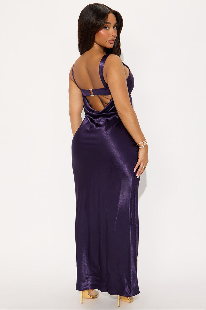 Tayler Satin Backless Maxi Dress - Purple