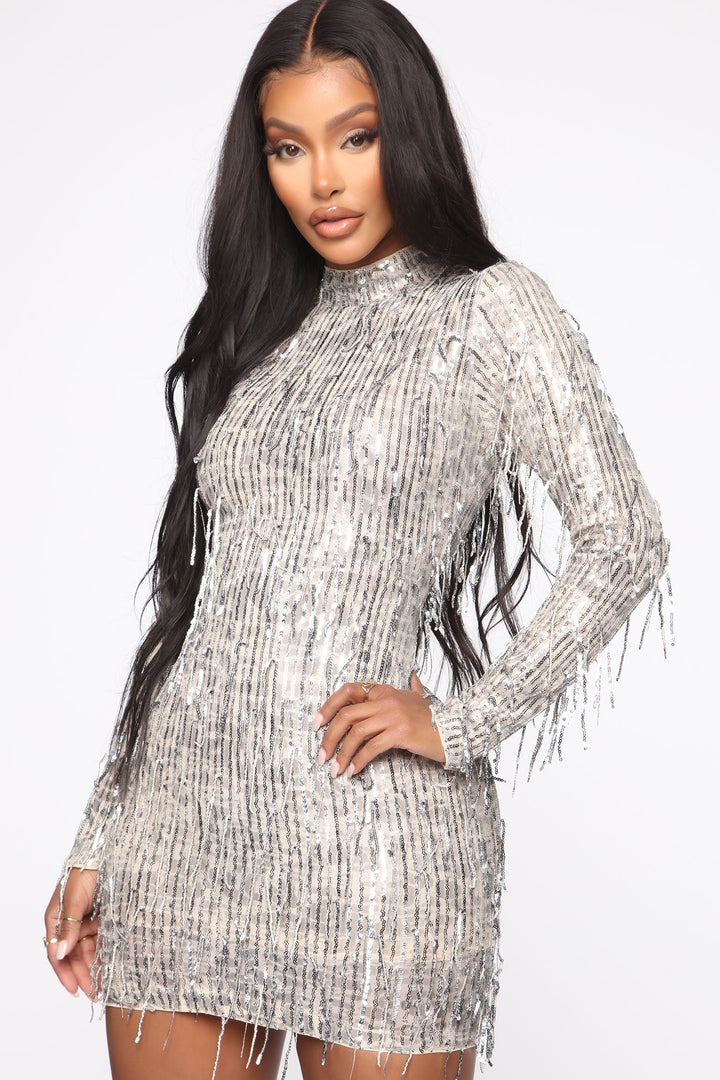 At The Disco Sequin Mini Dress - Silver