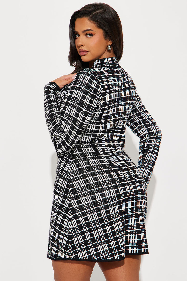 Jinx Sweater Mini Dress - Black/White