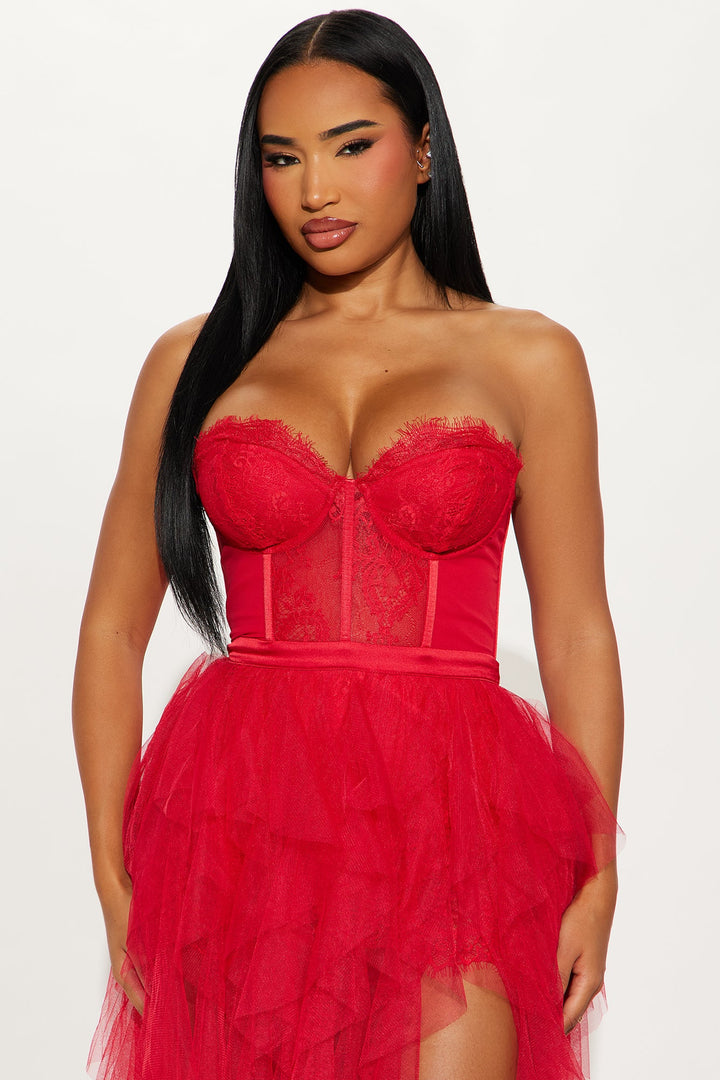 Anastasia Tulle Maxi Dress - Red
