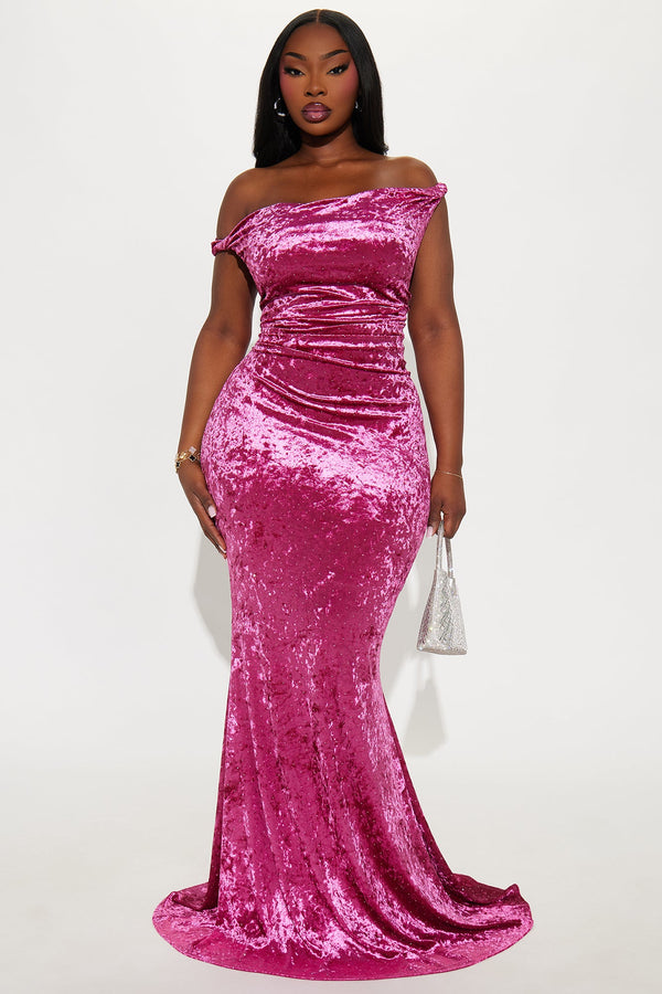 Pure Soul Velvet Maxi Gown - Magenta