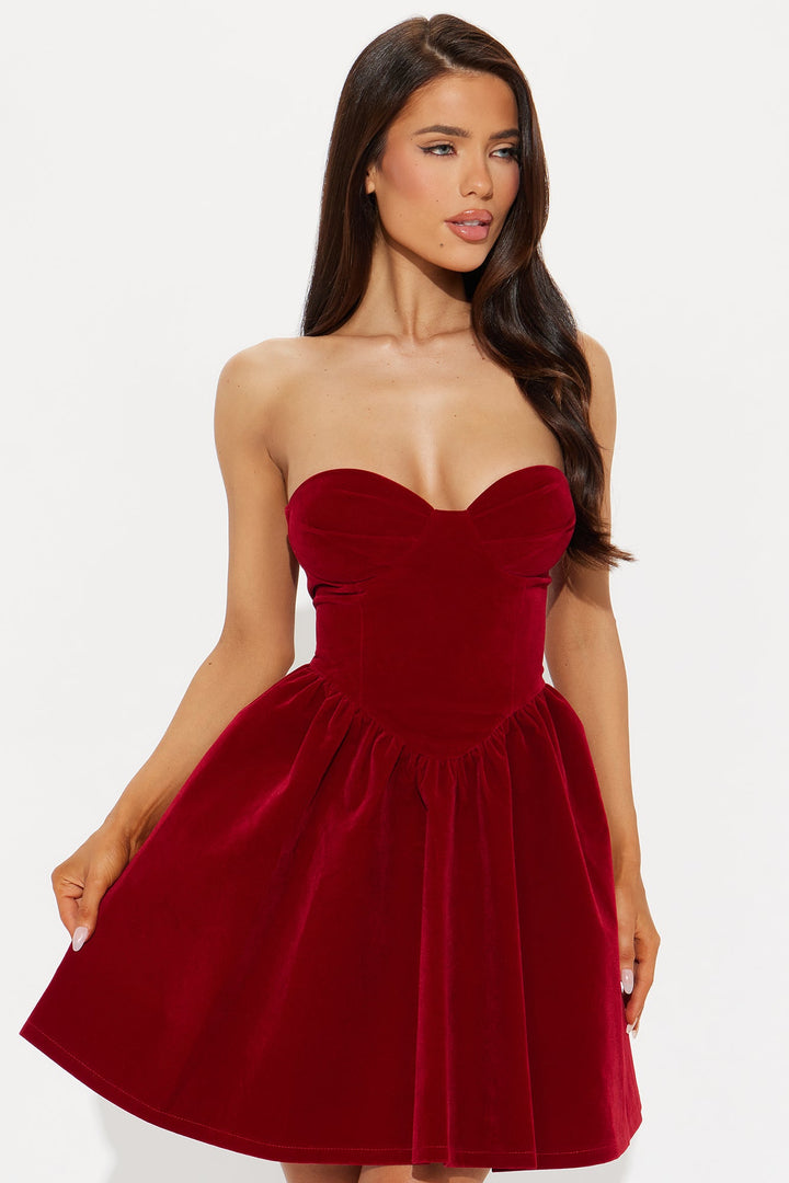 Joyce Velvet Mini Dress - Wine