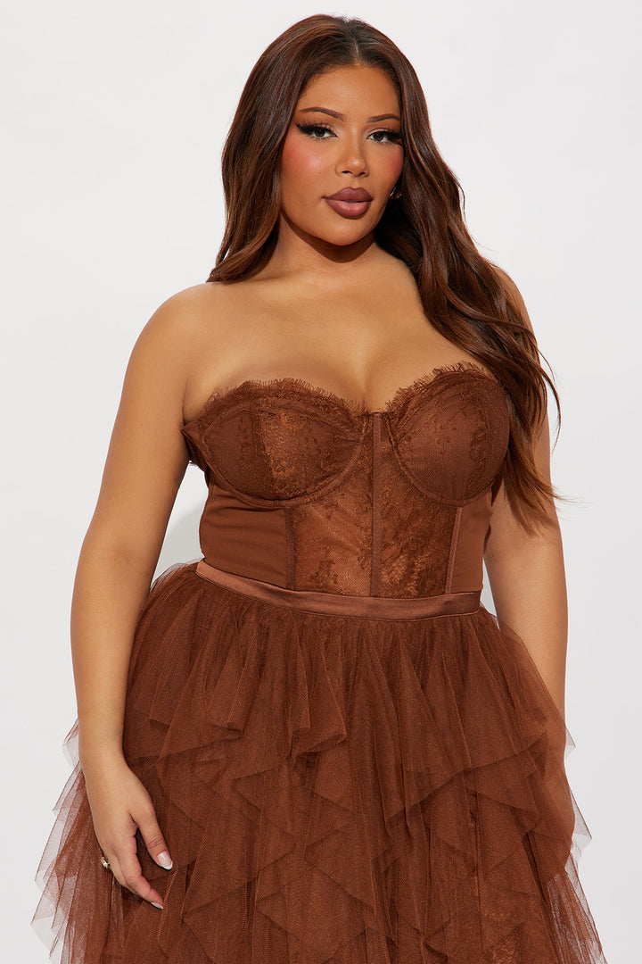 Anastasia Tulle Maxi Dress - Cognac