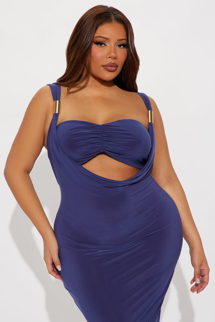 Alexa Cowl Neck Midi Dress - Navy