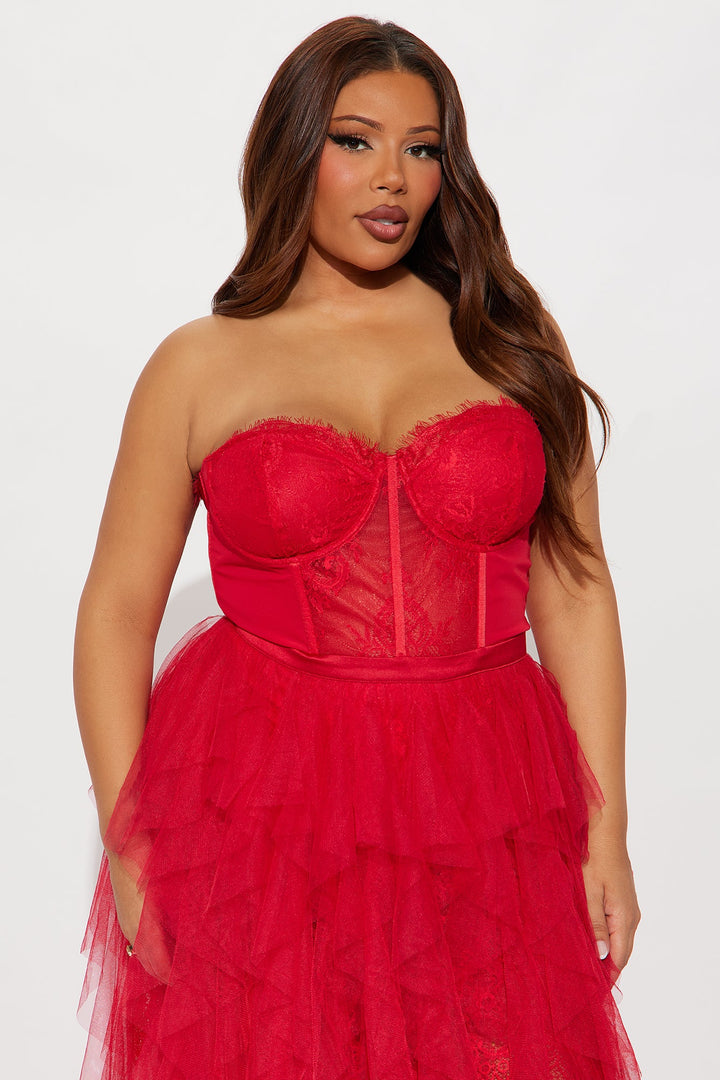 Anastasia Tulle Maxi Dress - Red