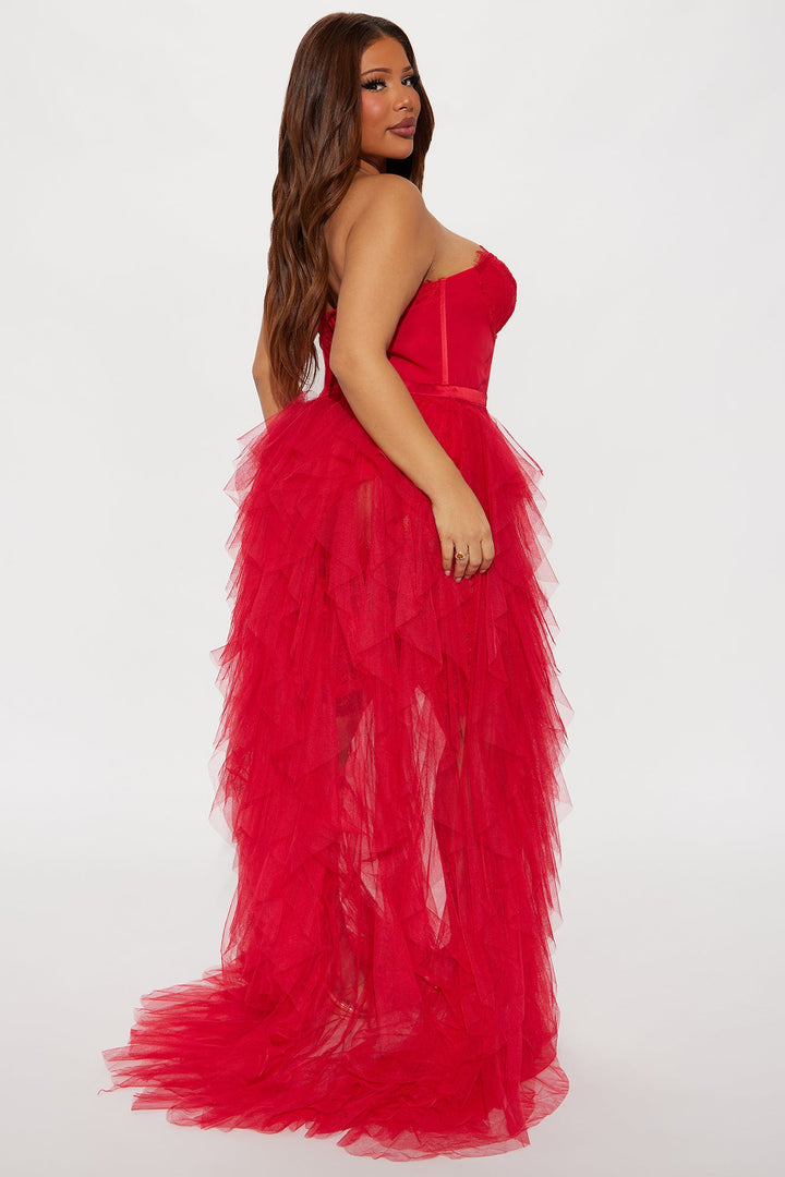 Anastasia Tulle Maxi Dress - Red