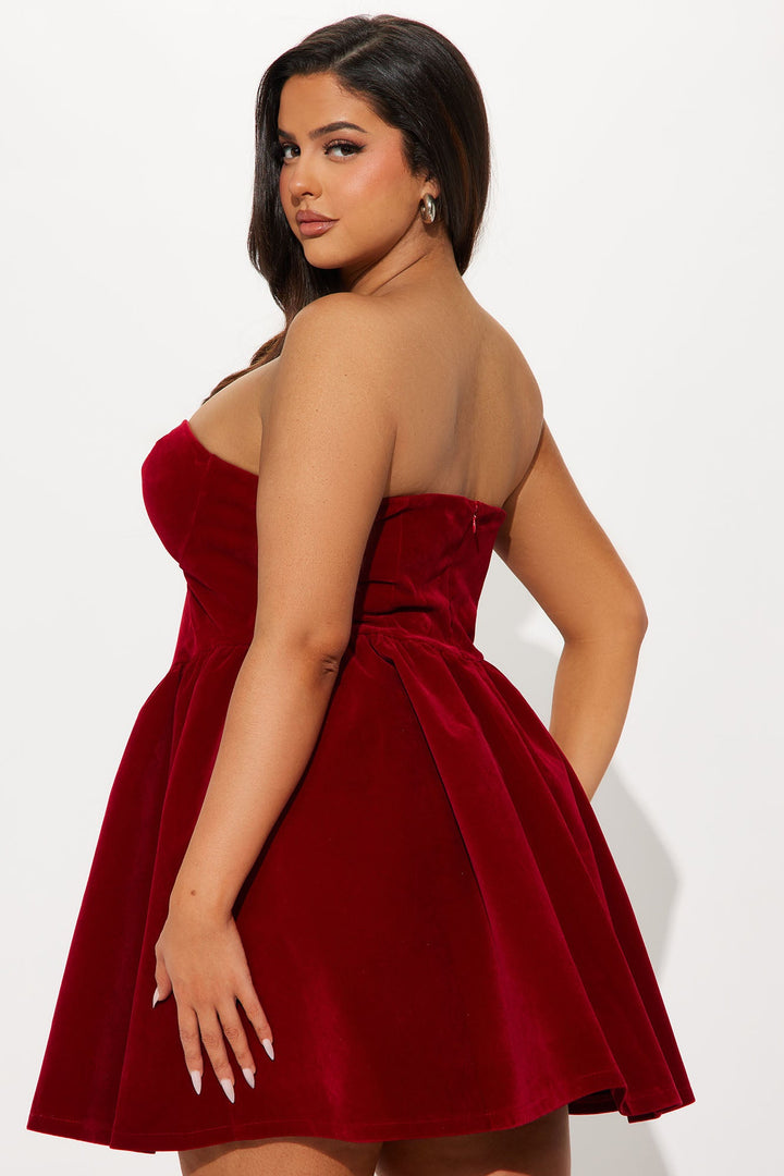 Joyce Velvet Mini Dress - Wine