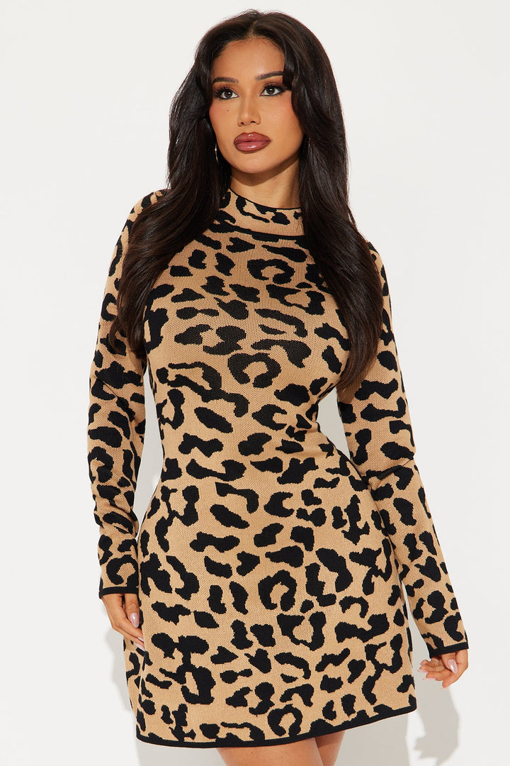 Jinx Sweater Mini Dress - Black/Brown