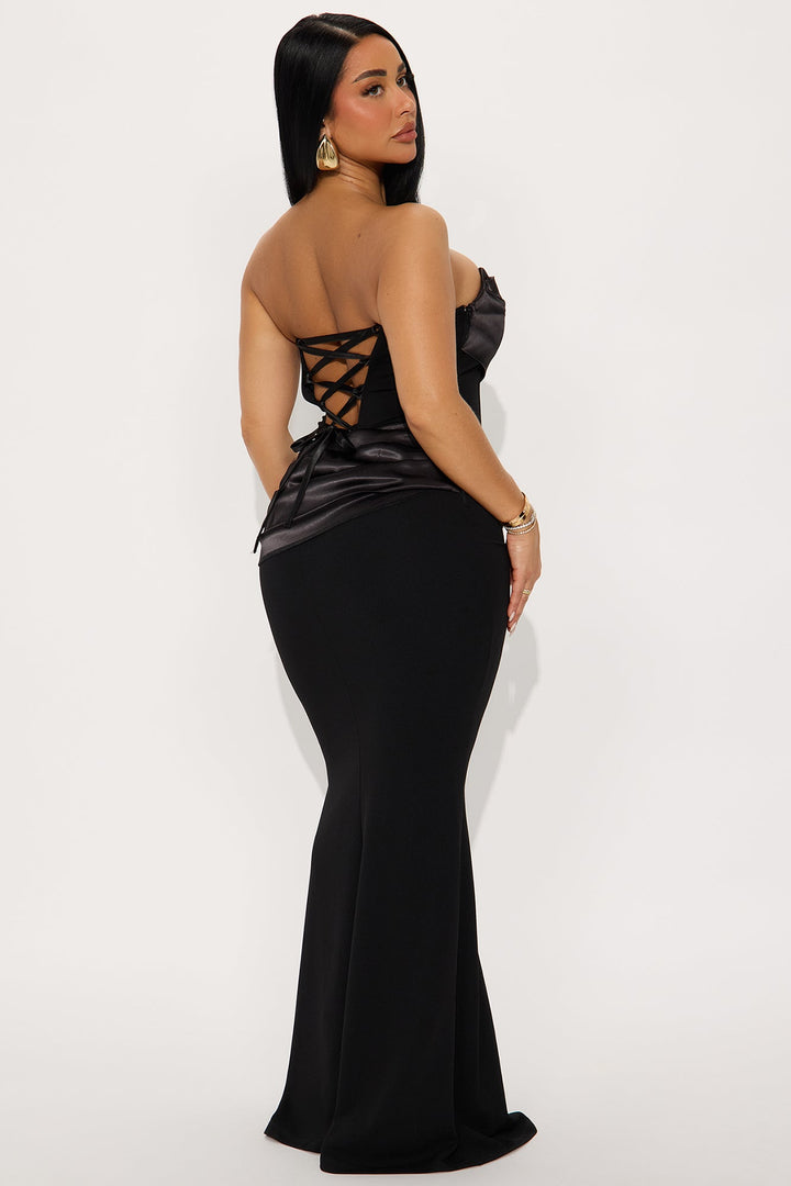 Moment Of Love Satin Maxi Gown - Black