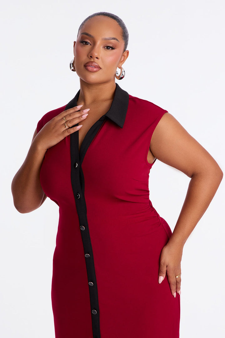 Stella Contrast Maxi Dress - Burgundy