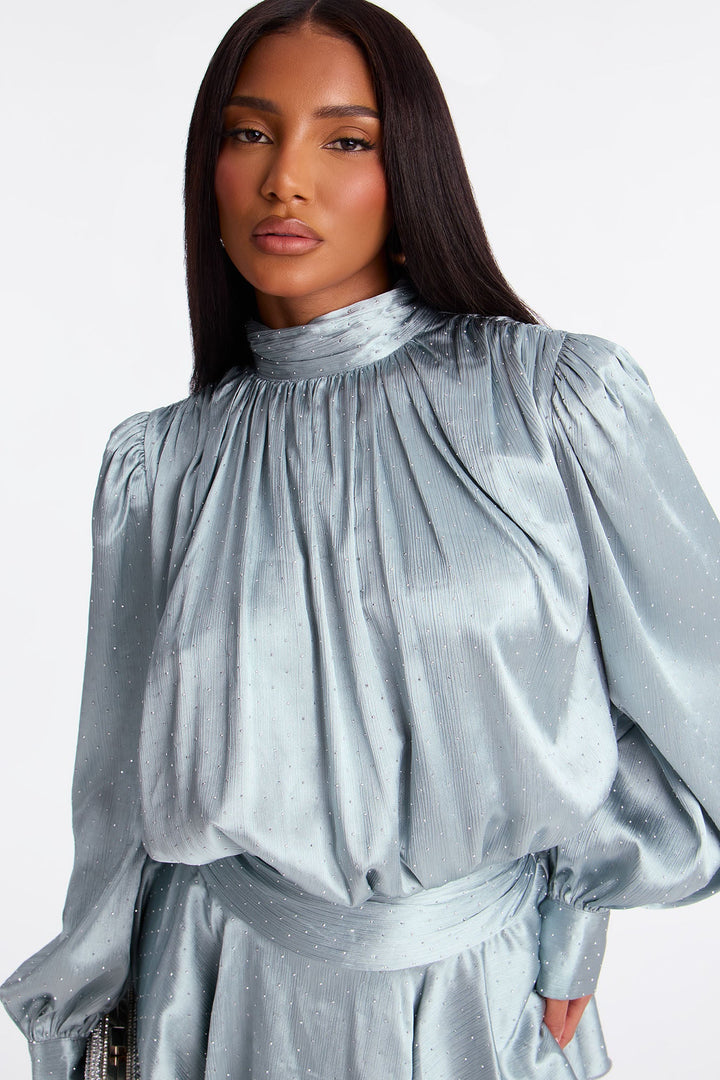 Adore You Embellished Mini Dress - Aqua