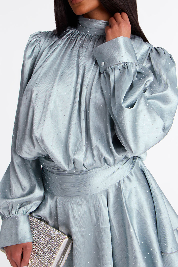 Adore You Embellished Mini Dress - Aqua