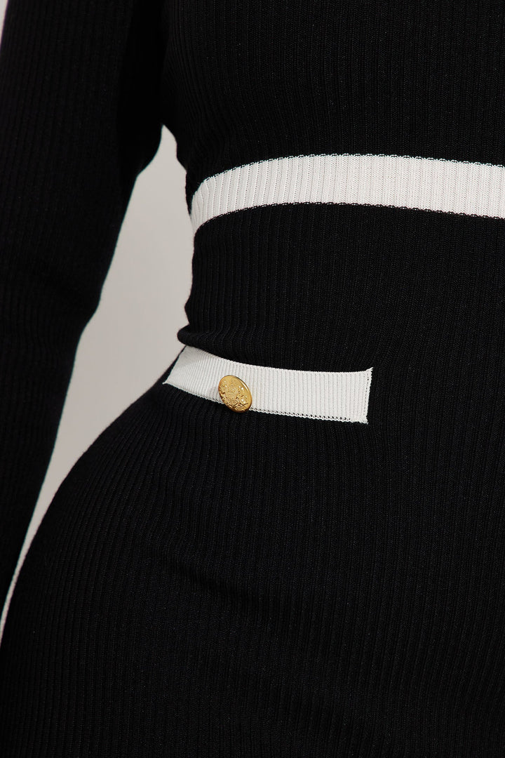 Mimi Sweater Midi Dress - Black/White