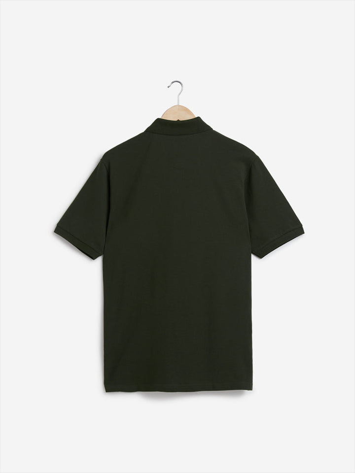 WES Casuals Dark Olive Relaxed-Fit Polo T-Shirt