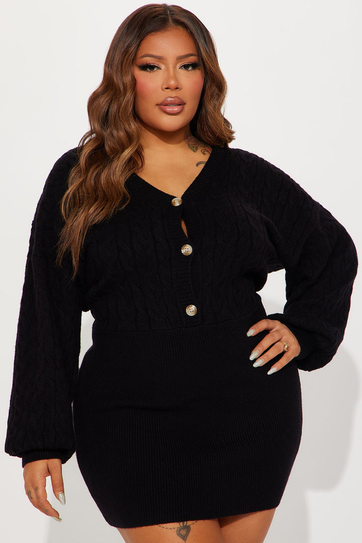 Michelle Sweater Mini Dress - Black