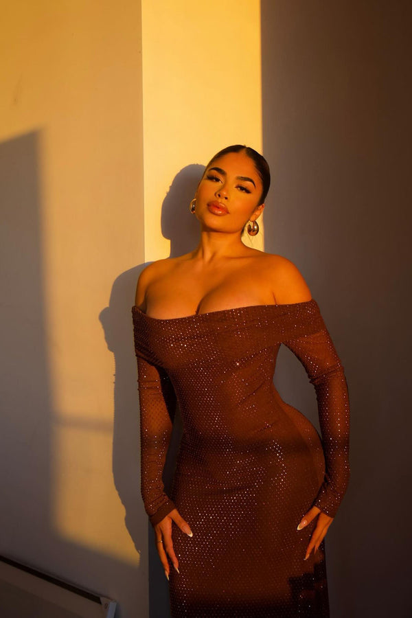 Austin Embellished Maxi Dress - Chocolate