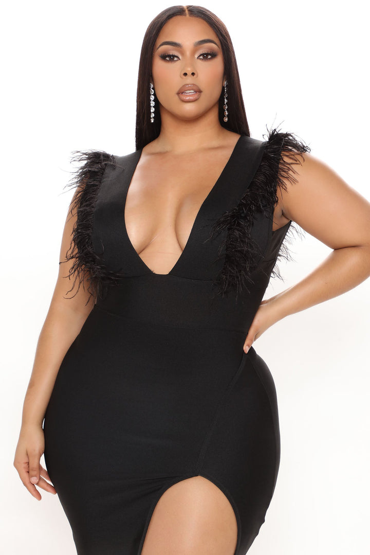 Dinner In Milan Bandage Midi Dress - Black