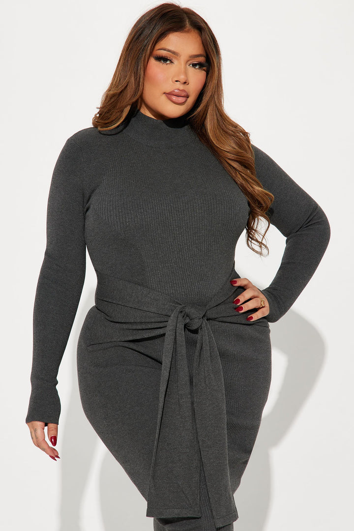 Indy Sweater Midi Dress - Charcoal