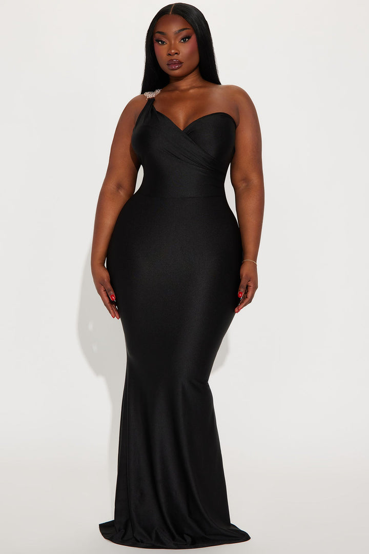 Alexis One Shoulder Gown - Black