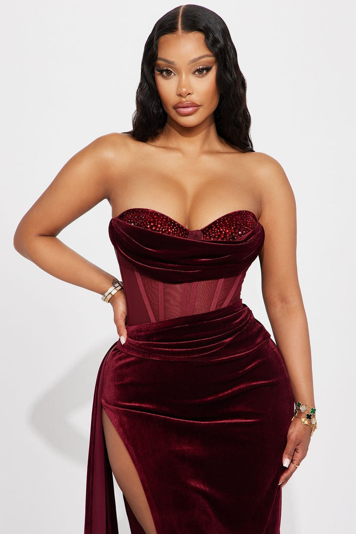 Scarlett Velvet Gown - Wine