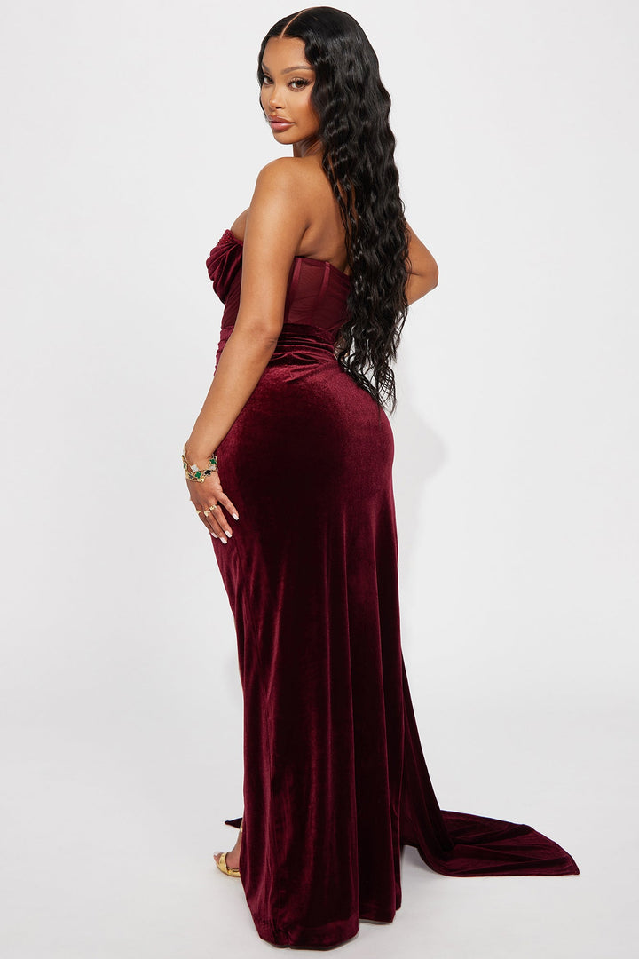 Scarlett Velvet Gown - Wine