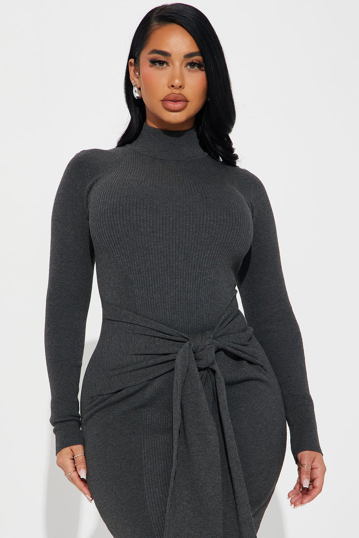 Indy Sweater Midi Dress - Charcoal