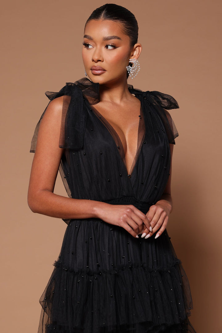 Nya Tulle Maxi Dress - Black