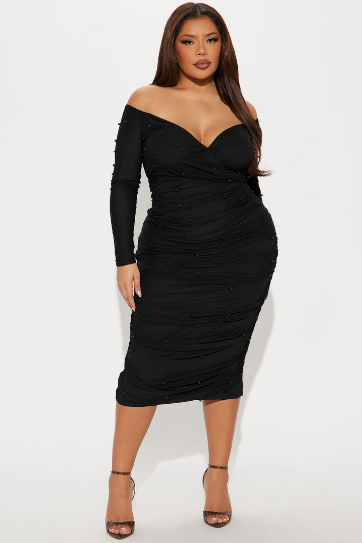Adah Mesh Midi Dress - Black