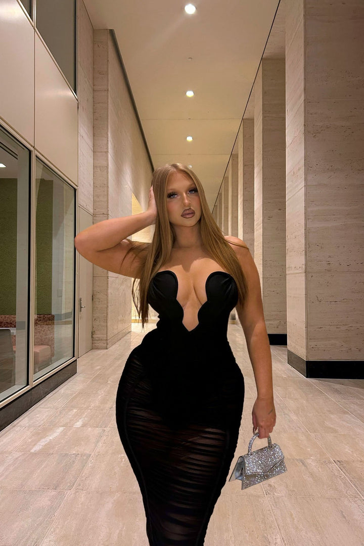 Analise Bandage Midi Dress - Black